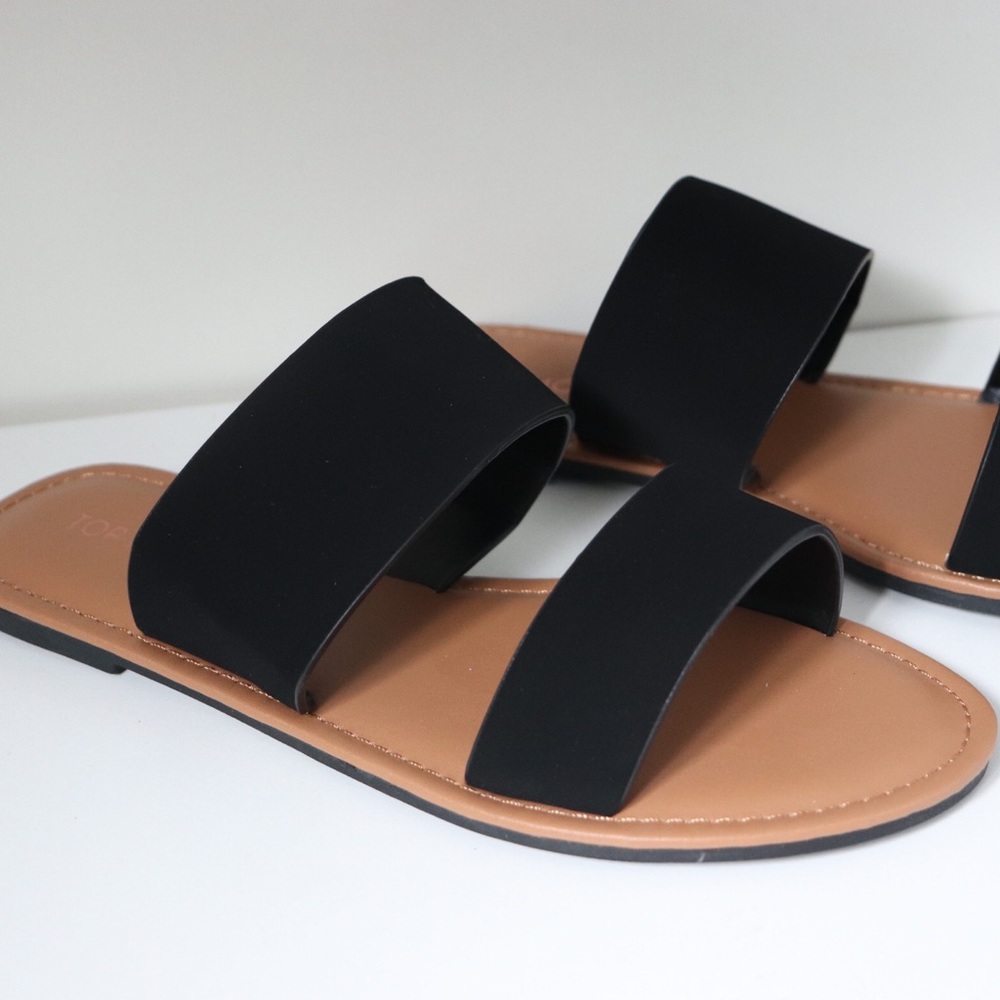Black velvet double band sandals